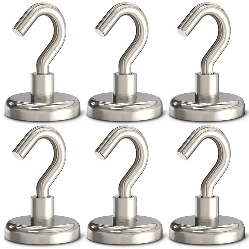 GREATMAG Magnetic Hooks Heavy Duty, 110 lbs Strong Magnet Hooks for Hanging, Magnet with Hook for Cruise, Refrigerator, Pack of 6 - Image 1